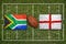 South Africa vs. England flags on rugby field
