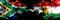 South Africa vs Kurdistan, Kurdish smoky mystic flags placed side by side. Thick colored silky abstract smoke flags concept