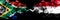South Africa vs Yemen, Yemeni smoky mystic flags placed side by side. Thick colored silky abstract smoke flags concept