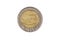 A South African five rand coin isolated on a white background