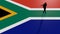 South african flag, flat design style, with silhouette person