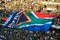 South African Flags at a Rugby game