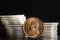 South African Gold Coin Krugerrand infront of Silver Coins