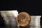 South African Gold Coin Krugerrand infront of Silver Coins