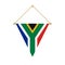 South African triangle flag hanging, vector illustration