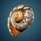 South African Turban Shell on a blue background