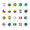 South America and Caribbean Flag Icons. Hexagon Flat Design.