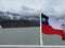 South America Chile Flag Patagonia Glaciers Boat Cruise Ship Chilean Tour Cold Winter Snow Mountain Ice Iceberg Ocean South Pole