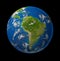 South America earth globe planet on black