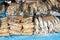 South America, Fried fish on the market in the Iquitos major city in Amazonia.