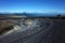 South America nature landscape, Dark lifeless canyon after post-eruptive lahar on mountainside of Villarrica volcano