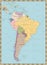 South America Political Map. Old colors