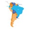 South America Region. Map of countries in southern America. Vector illustration