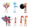 South american carnival vector illustrations set. Young latino men and women in authentic costumes cartoon characters