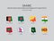 South Asian Association for Regional Cooperation Countries flag icons collection