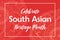 South Asian Heritage month celebration. Vector banner with abstract mandala symbol ornament on red background. Greeting