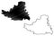 South Backa District Republic of Serbia, Districts in Vojvodina map vector illustration, scribble sketch South Backa map