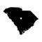 South Carolina SC state Map USA with Capital City Star at Columbia. Black silhouette and outline isolated maps on a white