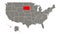 South Dakota federal state blinking red highlighted in map of USA