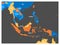 South East Asia political map in four colors with white country names labels. Simple flat vector illustration