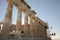 South facade of the Parthenon during reconstruction works. Temple on the Athenian Acropolis, Greece, dedicated to goddess Athena.