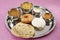 South food platter - aloo kulcha and sambar and coconut chutney