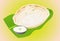 South Indian Appam and vegetable curry on a banana leaf. Vector illustration.