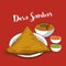 South indian food dosa sambar or sambhar vector illustration