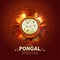 South Indian harvesting festival, Happy Pongal celebrations greetings with Pongal elements, banana leaf with pongal food. vector