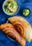 South Indian meal-Crispy dosa with chutney and avial sambhar