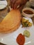 South Indian pancakes of rice and lentils called dosa