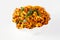 South indian spicy crunchy mix Nimco or Namkeen white bowl background isolated