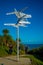 SOUTH ISLAND, NEW ZEALAND- MAY 23, 2017: An unidentified people looking at signpost at Cape Foulwind on the west coast