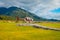 SOUTH ISLAND, NEW ZEALAND- MAY 25, 2017: A helicopter ready to take tourists to a glacier in the South Island of New