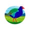 South Island Takahe Bird Oval Retro