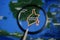 South Kalimantan map under magnifying glass with selective focus