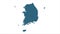 South Korea animated map in blue on a white background. Motion design