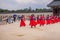 SOUTH KOREA - August 28, 2019: Changing of a guards of king`s palace Gyeongbokgung Seoul, South Korea