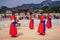 SOUTH KOREA - August 28, 2019: Changing of a guards of king`s palace Gyeongbokgung Seoul, South Korea