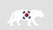 South Korea flag over tiger national animal vector silhouette illustration isolated on background.