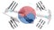 South Korea flag and quadcopter drone aerial camera