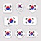 South Korea flag vector set. South Korean national flags stickers collection. Vector isolated geometric icons. Web, sports pages,