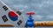 South Korea gas, valve on the main gas pipeline South Korea, Pipeline with flag South Korea, Pipes of gas from South Korea, 3D