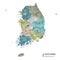 South Korea higt detailed map with subdivisions. Administrative map of South Korea with districts and cities name, colored by
