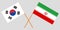 South Korea and Iran. The Korean and Iranian flags. Official colors. Correct proportion. Vector