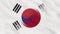 South Korea and Japan Crumpled Fabric Flag Intro.