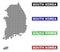 South Korea Map in Dot Style with Grunge Title Stamps