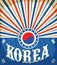 South Korea vintage old poster with Korean flag colors