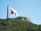South Korean flag next to a mountain in Bongha Village, birthplace of Roh Moo-hyun, 16th President of South Korea