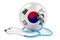 South Korean flag with stethoscope. Health care in South Korea concept, 3D rendering